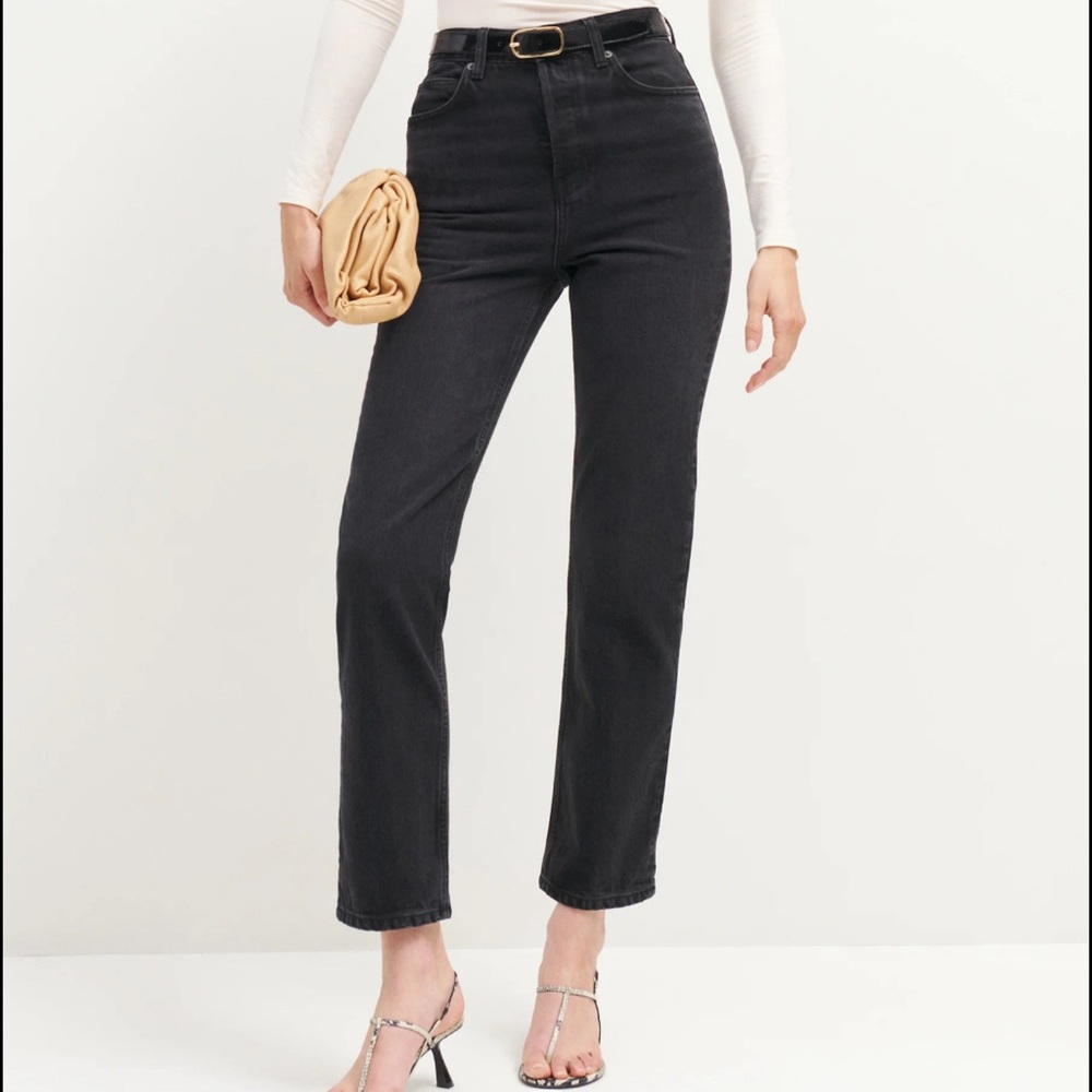 Reformation Cynthia High Rise Straight Cropped Jeans — Vana